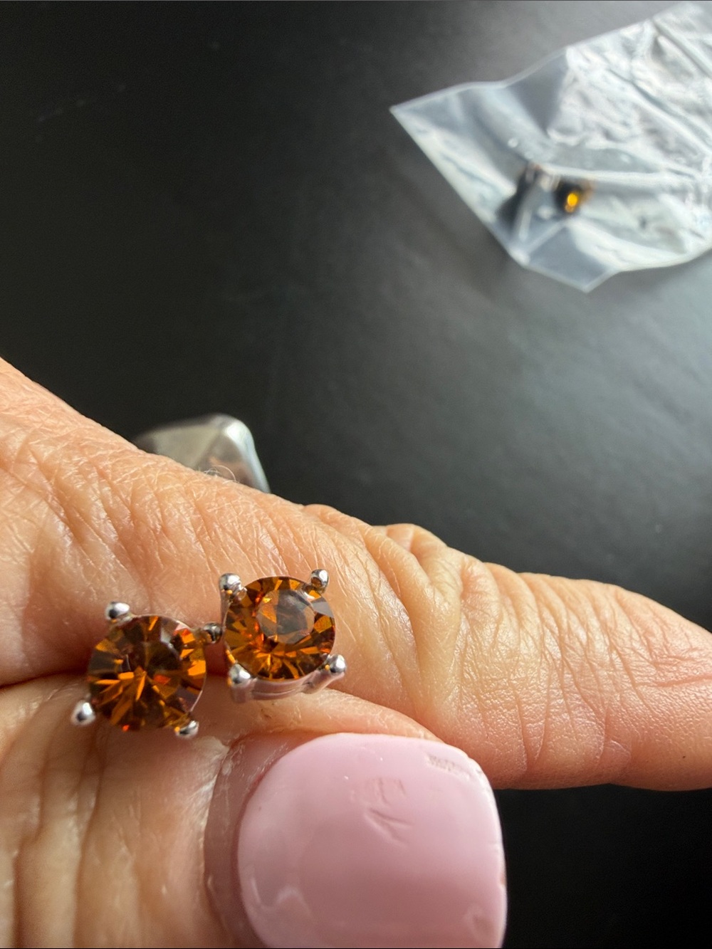 Swarovski Amber Brown Round Crystal Stud Earrings